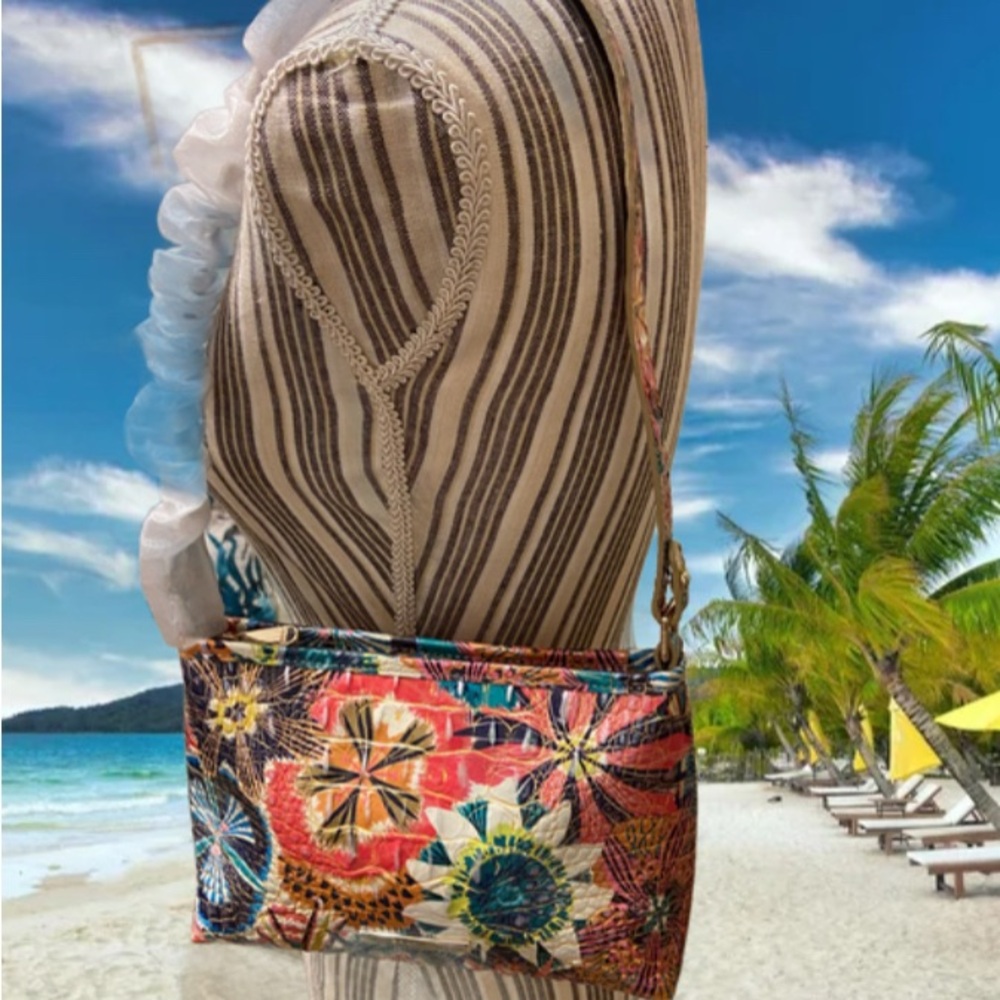 Brahmin Lorelei Desert Bloom Melbourne pink & green Shoulder Bag NWT